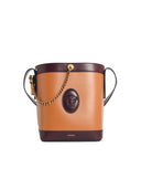 Versace 'Pivot' Small Brown Lear Bucket Bag