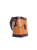 Versace 'Pivot' Small Brown Lear Bucket Bag