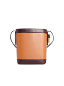 Versace 'Pivot' Small Brown Lear Bucket Bag