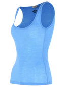 Versace Ribbed Virgin Wool Tank Top With Sky Blue Embroidery