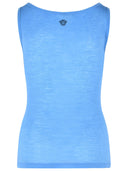 Versace Ribbed Virgin Wool Tank Top With Sky Blue Embroidery