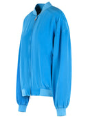 Versace Blouson With Zip In Light Blue Silk Poplin