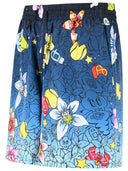 Casablanca Collage D'icones' Blue Silk Shorts