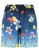 Casablanca Collage D'icones' Blue Silk Shorts