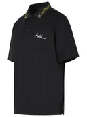 Amiri 'Floral' Black Cotton Polo Shirt
