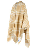 Burberry 'Check Tribar' Beige Wool And Silk Cape