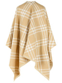 Burberry 'Check Tribar' Beige Wool And Silk Cape
