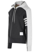 Thom Browne 'Colorblock 4 Bar' Grey Cotton Sweatshirt