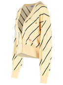 Strickjacke aus cremefarbener Wolle von Versace