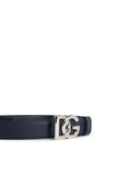 Dolce & Gabbana 'Dg' Logo Belt In Blue Lear