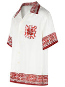 Dolce & Gabbana 'Maiolica Rubino' White Silk Shirt
