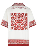 Dolce & Gabbana 'Maiolica Rubino' White Silk Shirt