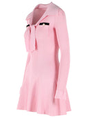 Self Portrait Viscose Knit Mini Dress With Pink Laces
