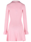 Self Portrait Viscose Knit Mini Dress With Pink Laces