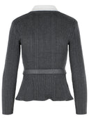 Self Portrait Ribbed Cardigan In Grey Viscose Blend
