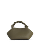 Ganni Small 'Bou' Green Hammered Lear Bag