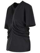 Róhe Draped T Shirt In Black Cotton Blend