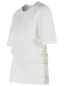Róhe Draped T Shirt In White Cotton Blend