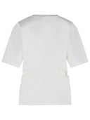 Róhe Draped T Shirt In White Cotton Blend