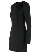Rotate Black Crêpe Mini Dress