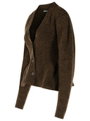 Cardigan in misto alpaca marrone ruotato