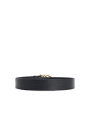 Versace 'Buckle Crest' Black Lear Belt