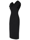 Jil Sander zwarte midi-jurk van scheerwol