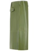 Marni Midi Skirt In Green Nappa Lear With Asymmetric Pocket