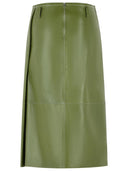 Marni Midi Skirt In Green Nappa Lear With Asymmetric Pocket
