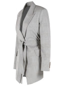 Max Mara 'Nasello' Olive Green Prince Of Wales Wool Robe Jacket