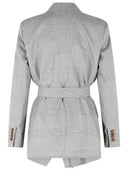 Max Mara 'Nasello' Olive Green Prince Of Wales Wool Robe Jacket