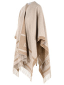 Max Mara 'Hilde' Beige Jacquard Wool Poncho