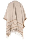 Max Mara 'Hilde' Beige Jacquard Wool Poncho