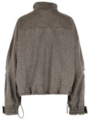 Attico Bomber Jacket In Beige And Black Wool Blend