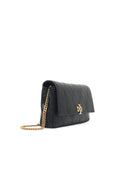 Tory Burch 'Cahrlie' Black Lear Wallet With Chain