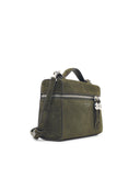 Borsa in pelle scamosciata verde "Romy Slim Top Handle" di Tory Burch