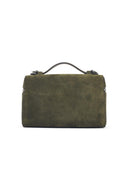 Borsa in pelle scamosciata verde "Romy Slim Top Handle" di Tory Burch