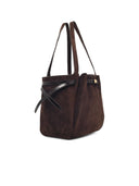 Borsa in pelle scamosciata marrone "Romy Tote" di Tory Burch