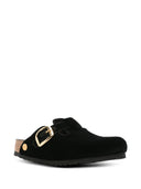 Birkenstock Boston Big Buckle Black, Velvet Textile