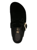 Birkenstock Boston Big Buckle Black, Velvet Textile