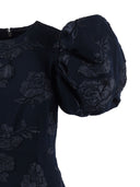 Rotate Jacquard Midi Puff Dress Sky Captain (Dark Blue) (Slim Fit)