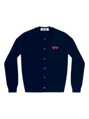 Comme Des Garçons Play U Round Neck Double Burgendy Emblem Knit