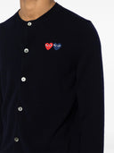 Comme Des Garçons Play U Round Neck Double Burgendy Emblem Knit