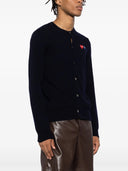 Comme Des Garçons Play U Round Neck Double Burgendy Emblem Knit