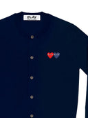 Comme Des Garçons Play U Round Neck Double Burgendy Emblem Knit