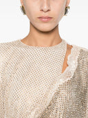 Self Portrait Champagne Rhinestone Lace Trim Mini Dress