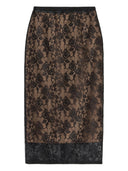 Self Portrait Black Floral Lace Midi Skirt