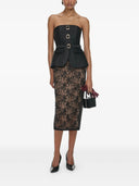Self Portrait Black Floral Lace Midi Skirt