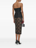 Self Portrait Black Floral Lace Midi Skirt