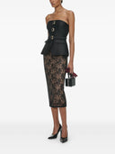Self Portrait Black Floral Lace Midi Skirt